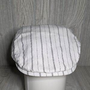 Stetson All American White and Black Striped Newsboy Cap Linen Hat Large/XL